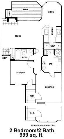 999 sq. ft. to 1019 sq. ft. two bedroom condos